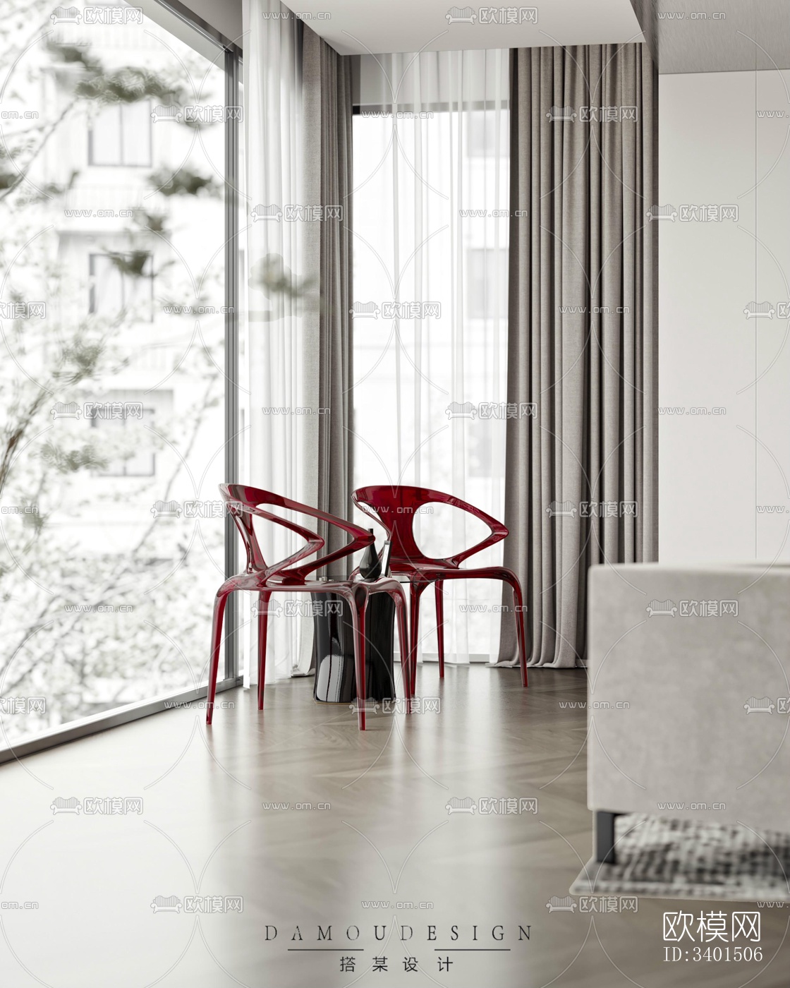 现代大平层效果图下载（渲染图6）