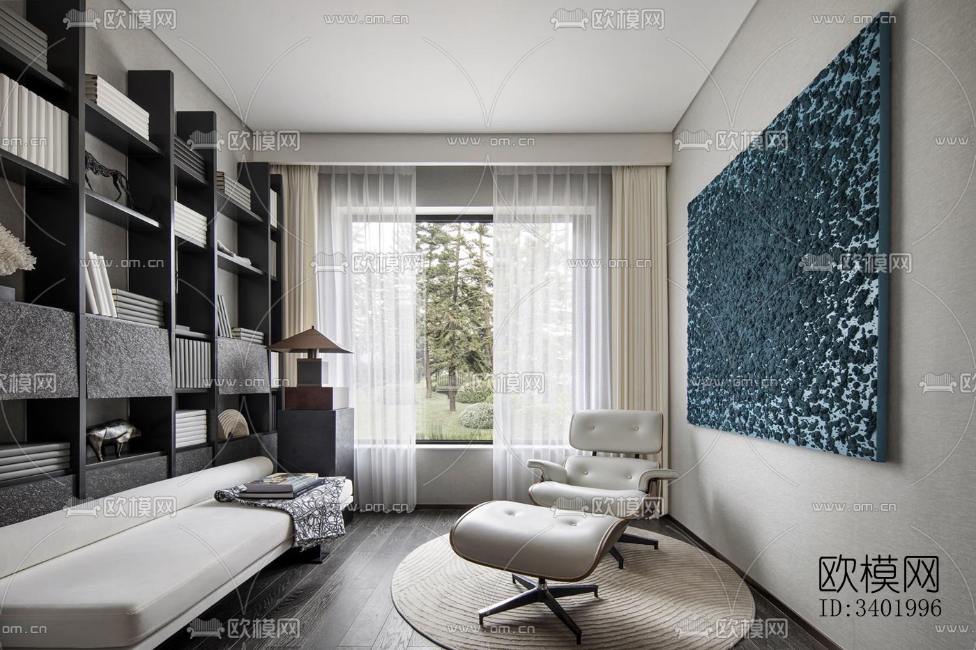 现代大平层效果图下载（渲染图12）