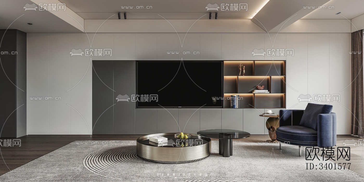 现代大平层效果图下载（渲染图11）