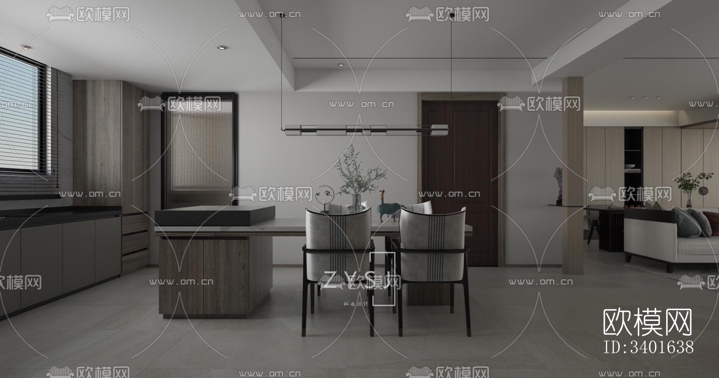 现代大平层效果图下载（渲染图10）