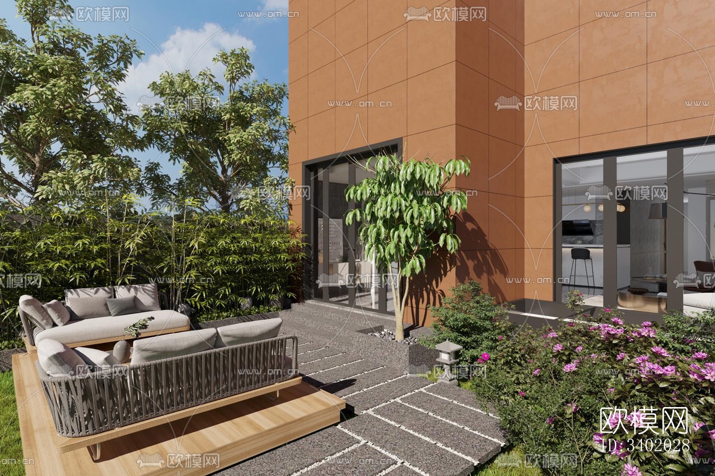 现代大平层效果图下载（渲染图3）