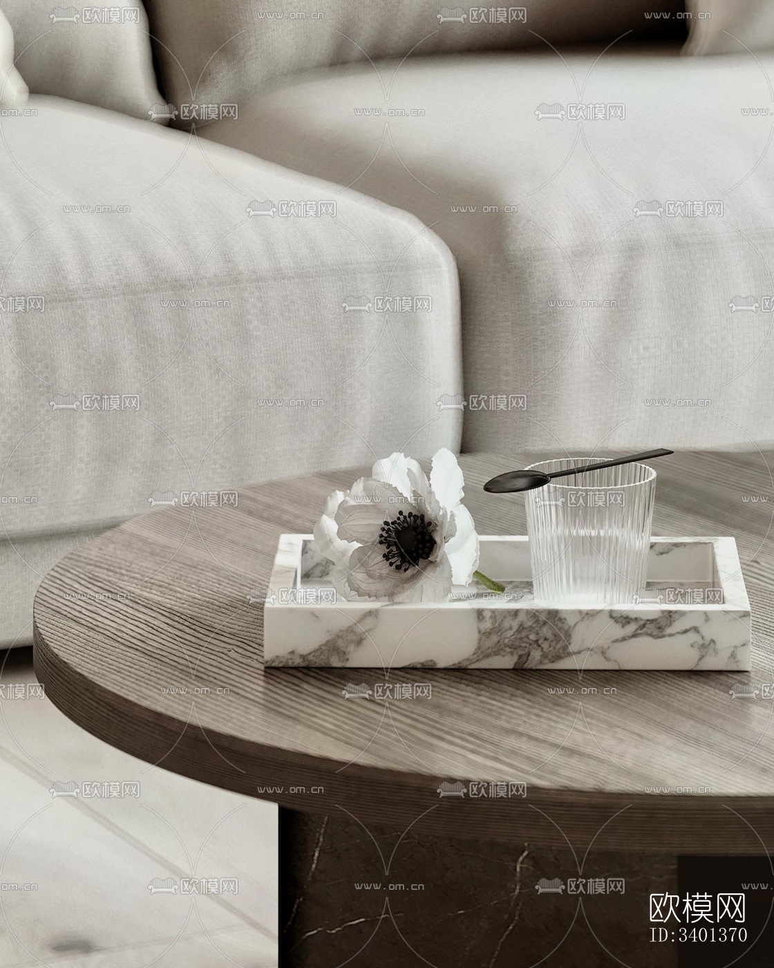 现代大平层效果图下载（渲染图1）