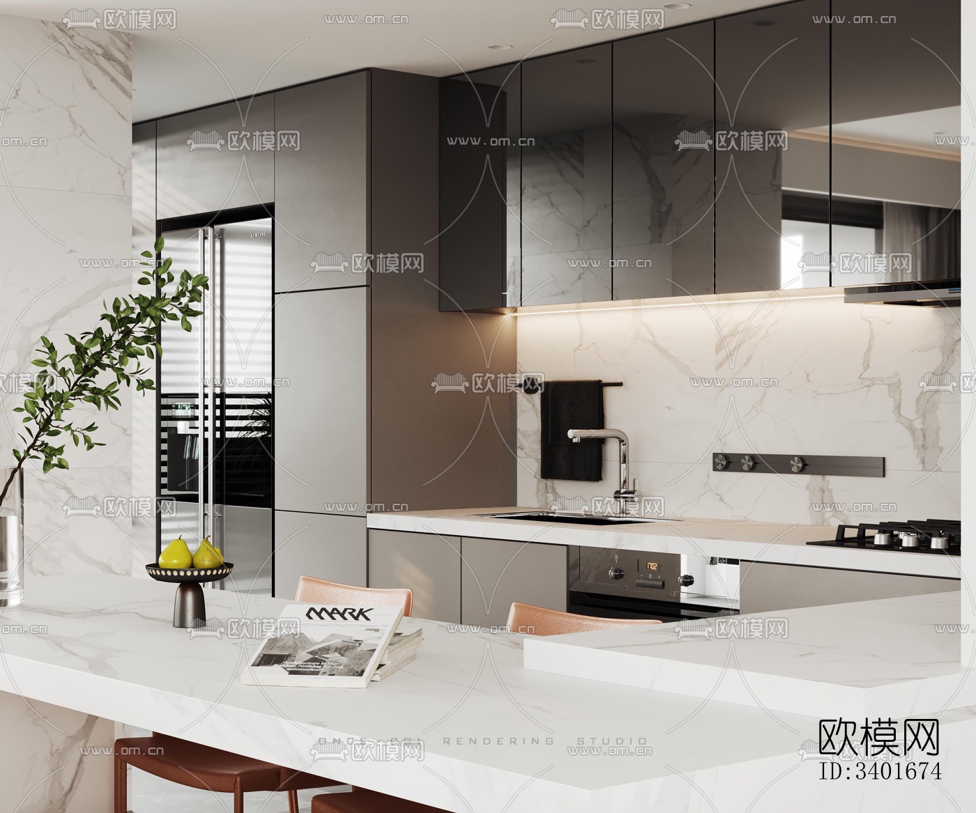 现代大平层效果图下载（渲染图5）