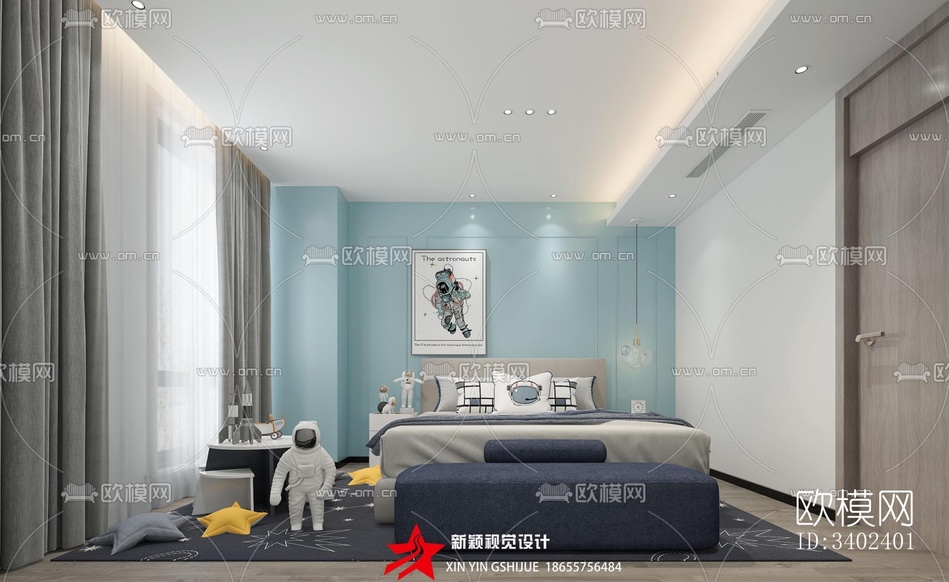 现代大平层效果图下载(渲染图6)