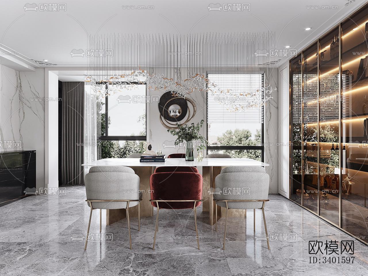 现代大平层效果图下载（渲染图8）