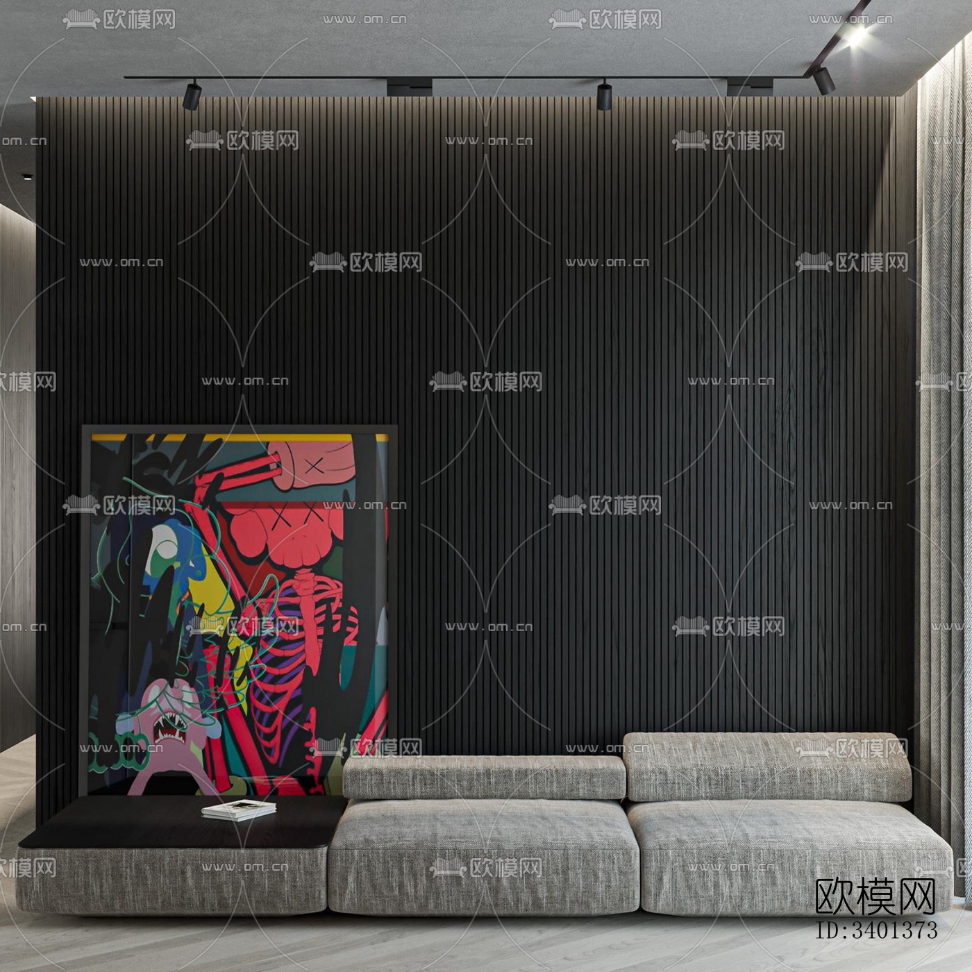 现代大平层效果图下载（渲染图12）