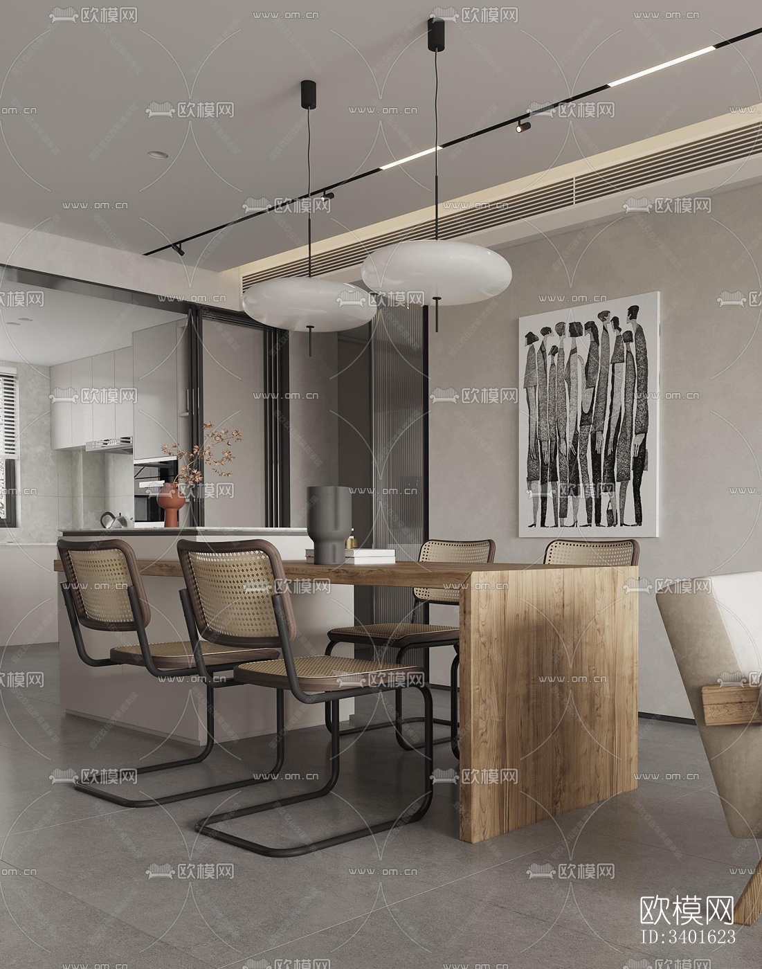 现代大平层效果图下载（渲染图5）