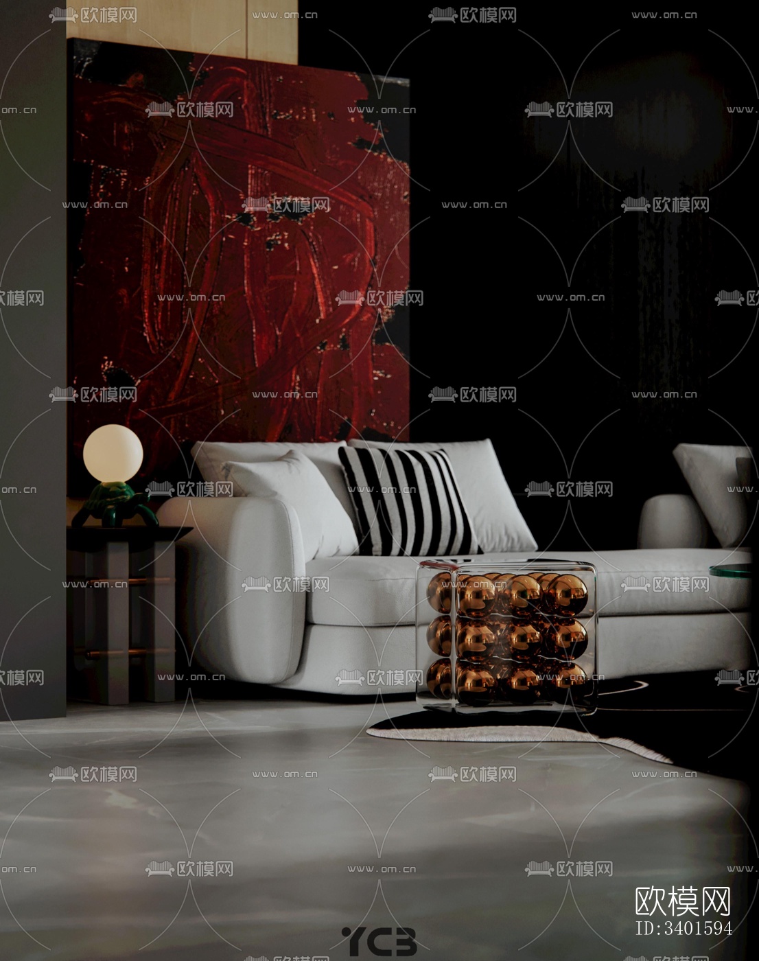 现代大平层效果图下载（渲染图10）