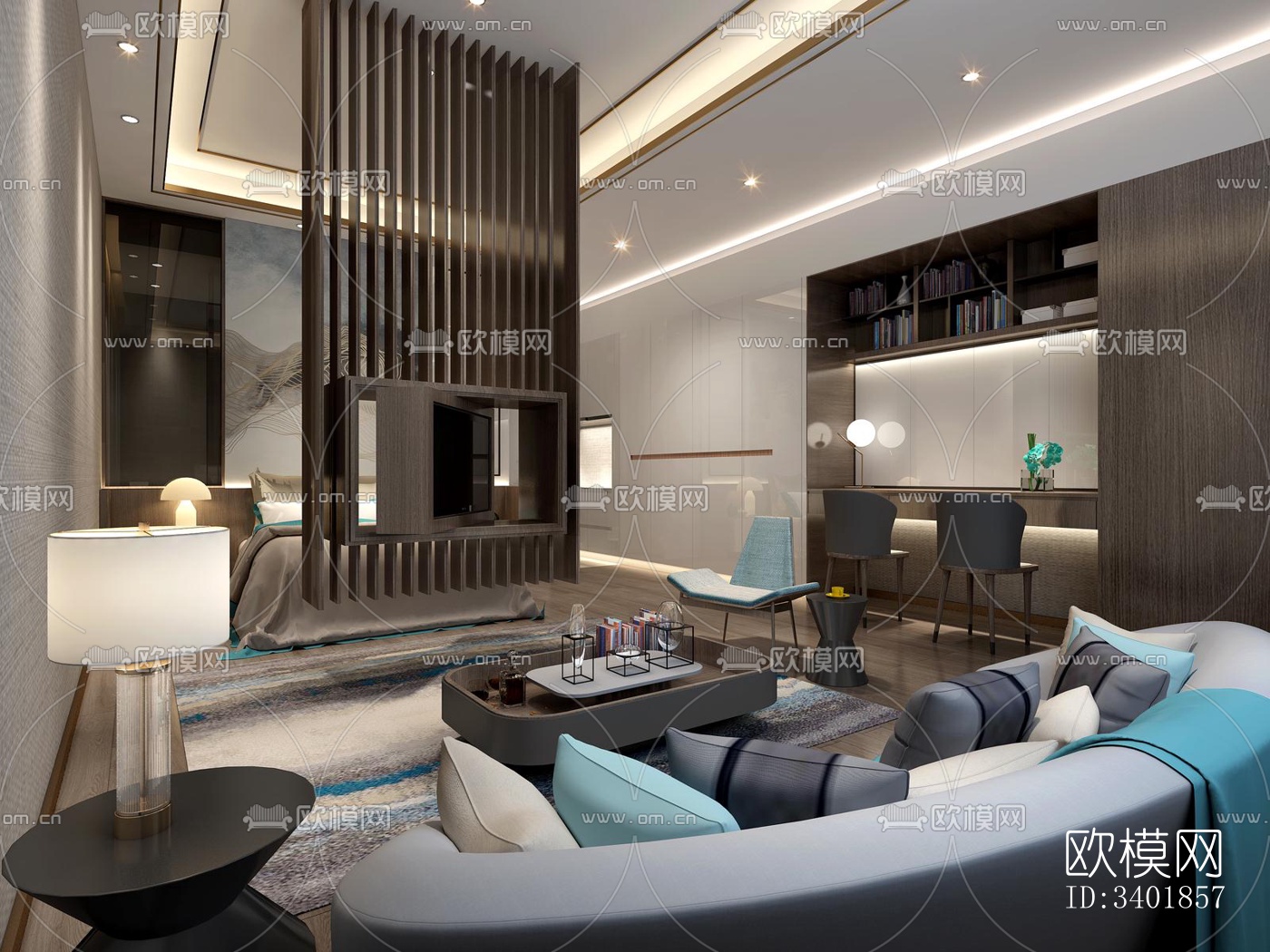 现代大平层效果图下载（渲染图11）