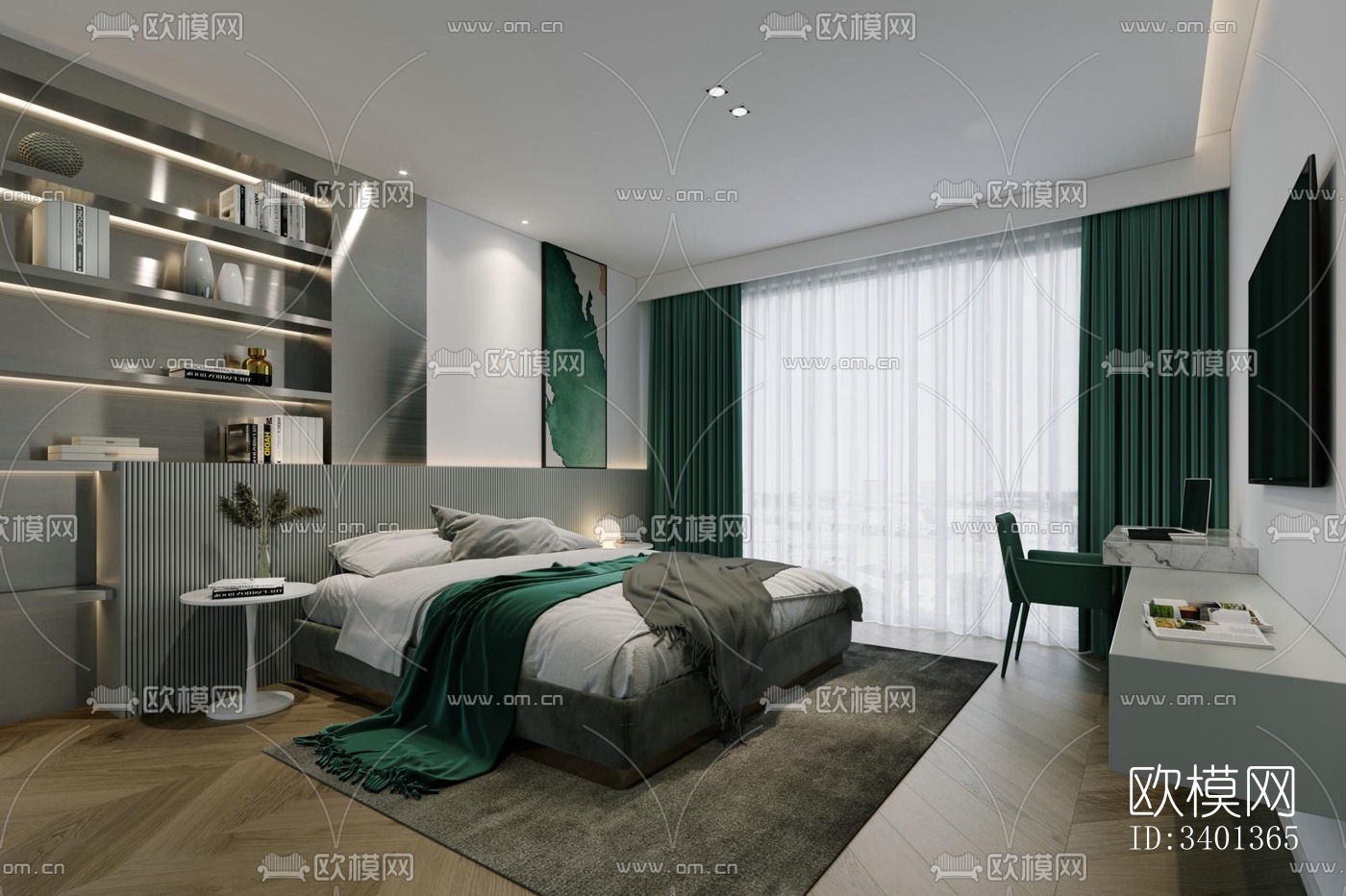 现代大平层效果图下载（渲染图8）