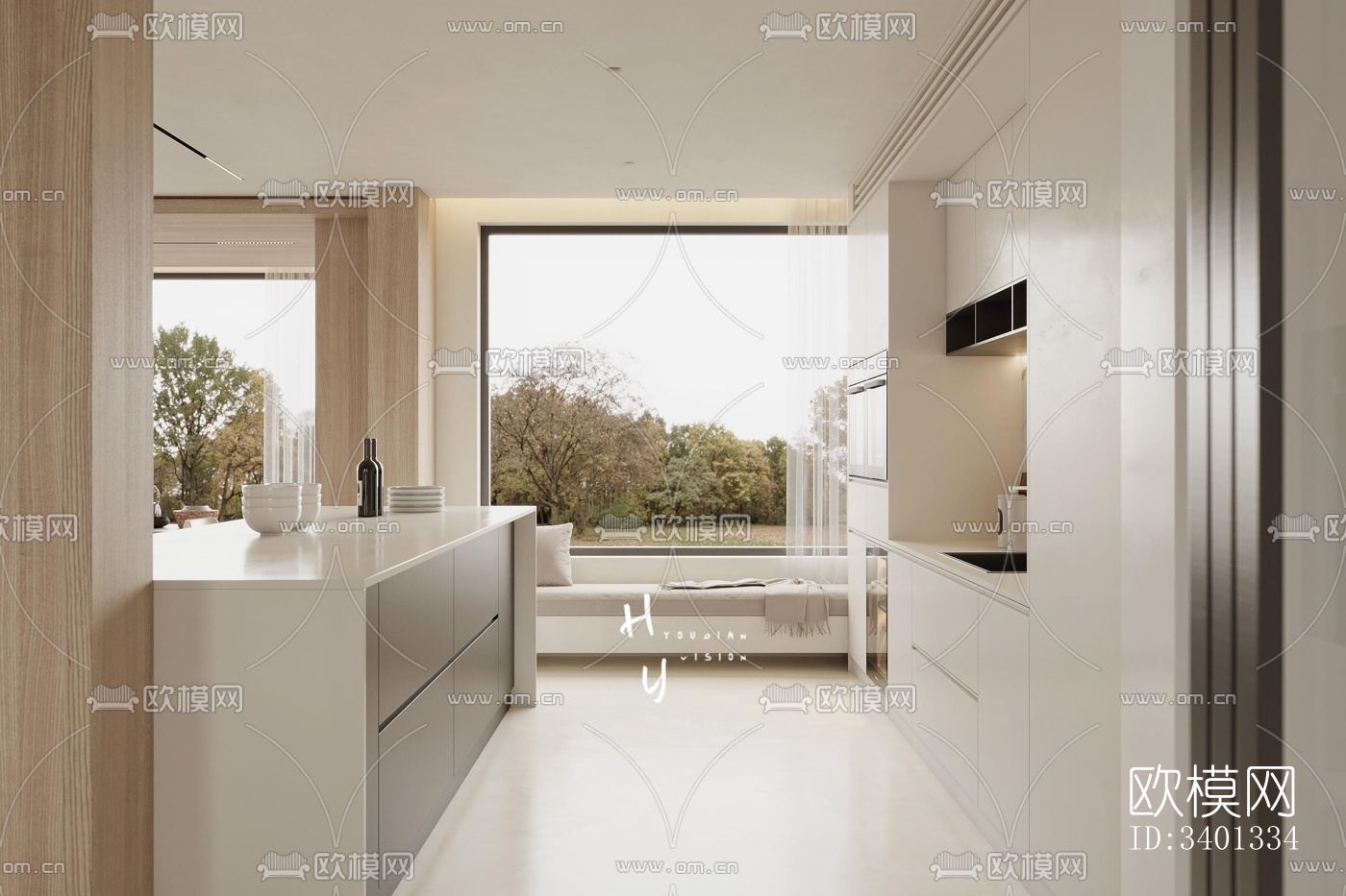 现代大平层效果图下载（渲染图8）