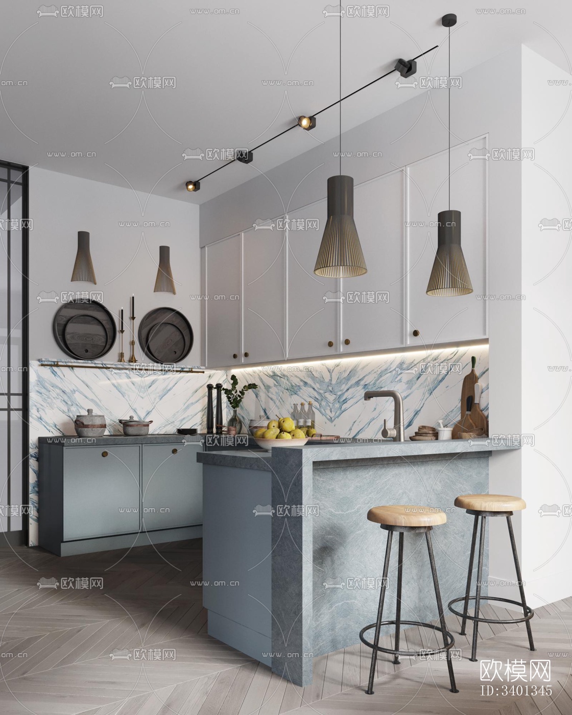 现代大平层效果图下载（渲染图4）