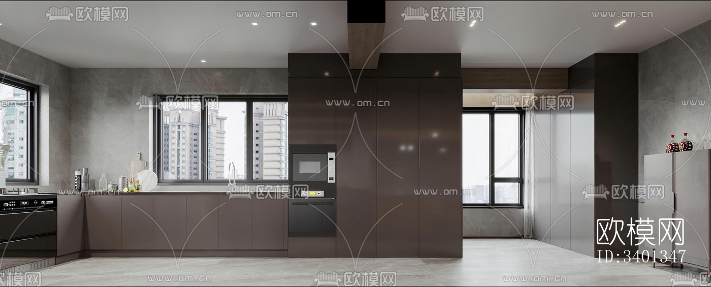 现代大平层效果图下载（渲染图2）