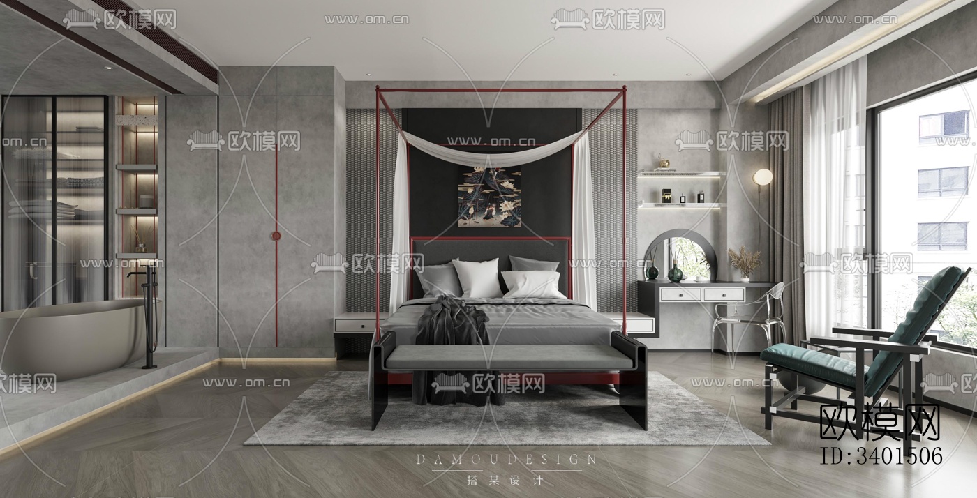 现代大平层效果图下载（渲染图12）