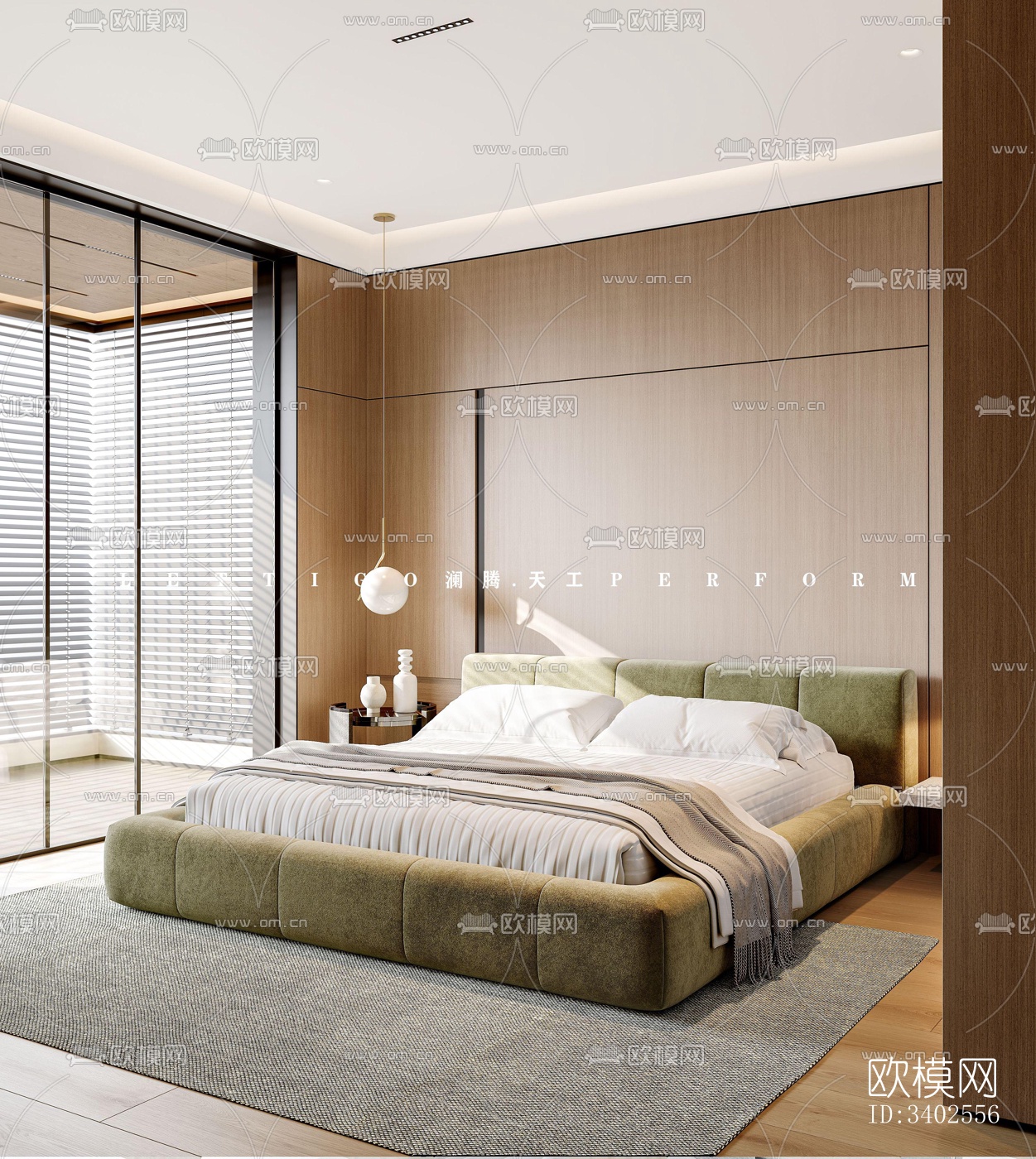 现代大平层效果图下载（渲染图7）