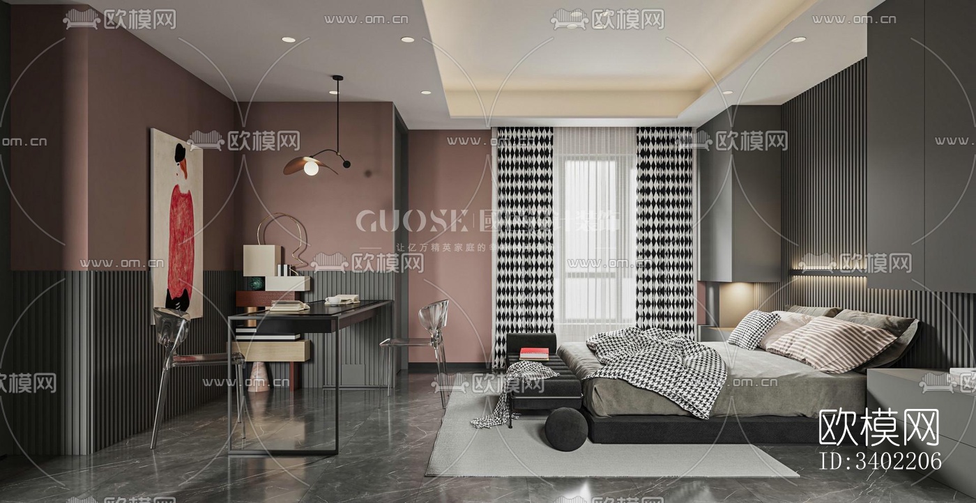 现代大平层效果图下载（渲染图10）