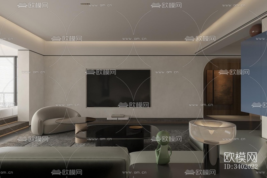 现代大平层效果图下载(渲染图9)