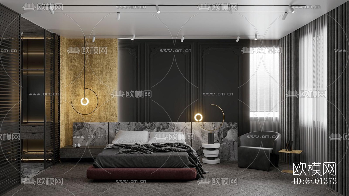 现代大平层效果图下载（渲染图7）