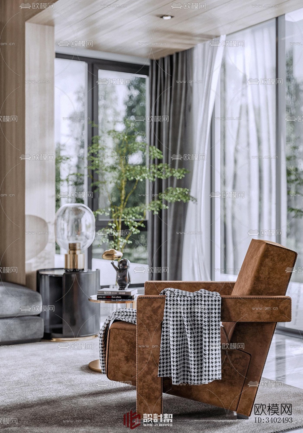 现代大平层效果图下载（渲染图8）