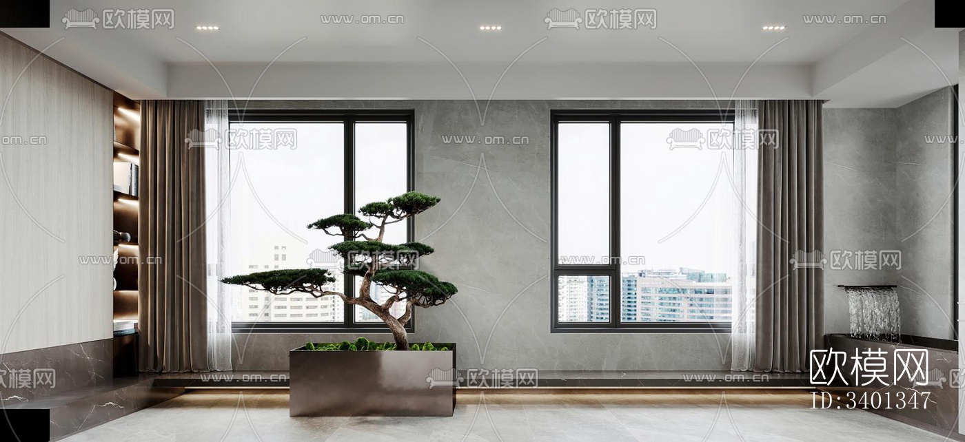 现代大平层效果图下载（渲染图4）