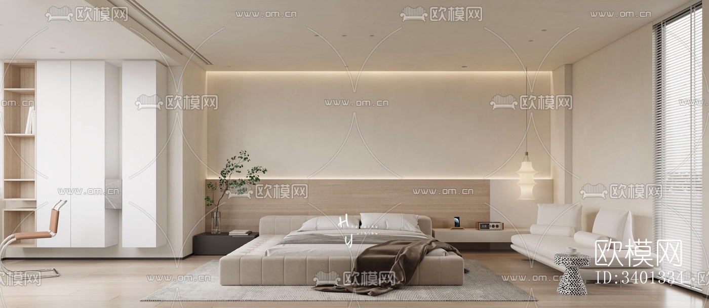 现代大平层效果图下载（渲染图7）