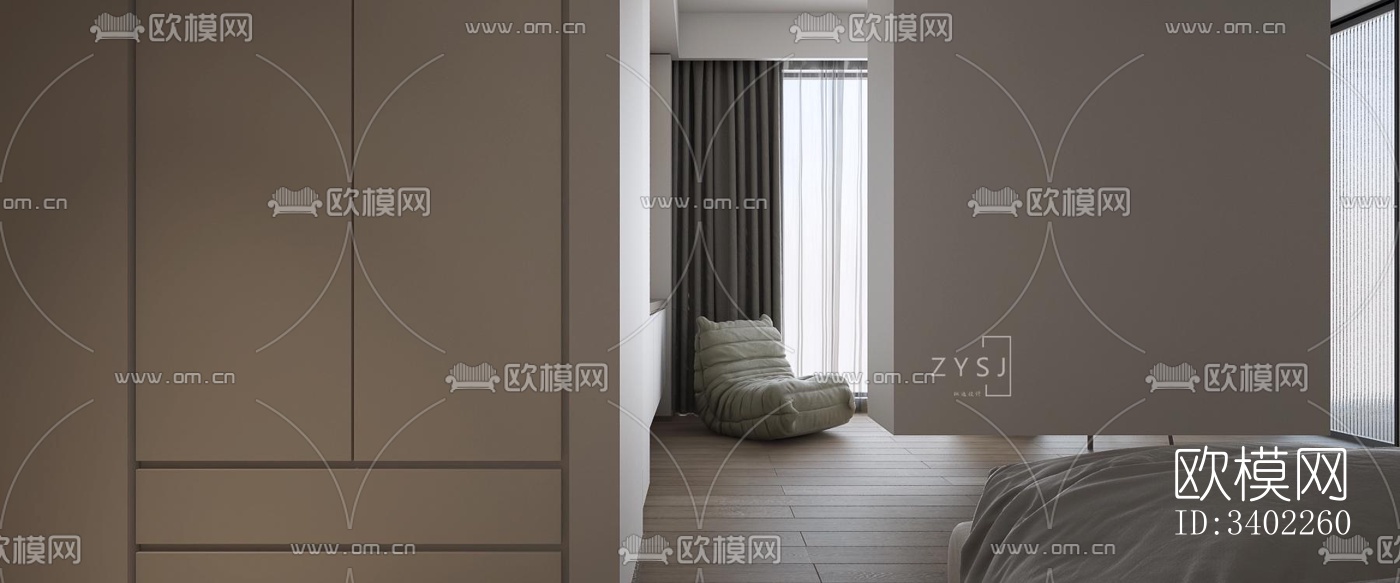 现代大平层效果图下载（渲染图7）