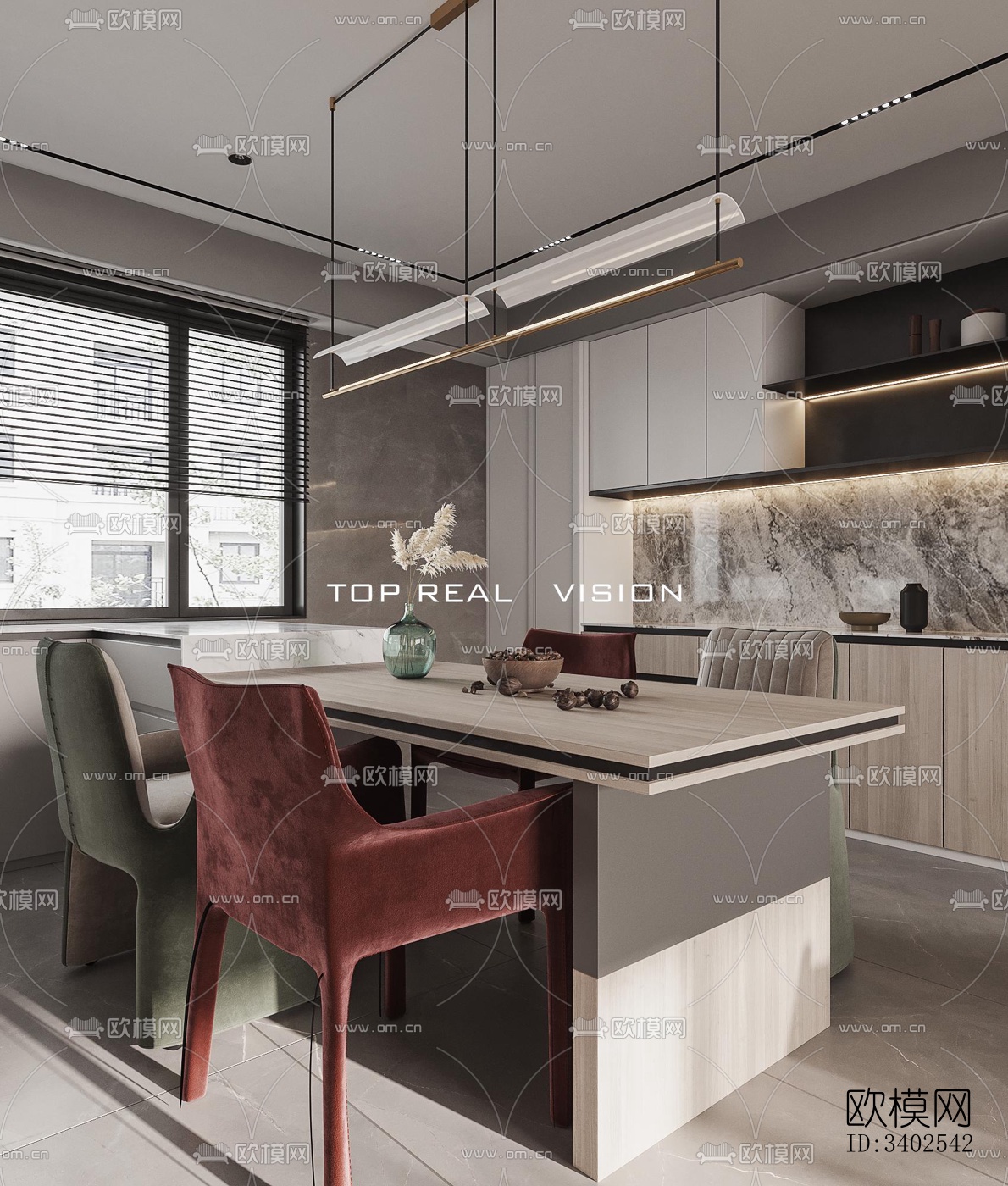 现代大平层效果图下载（渲染图8）