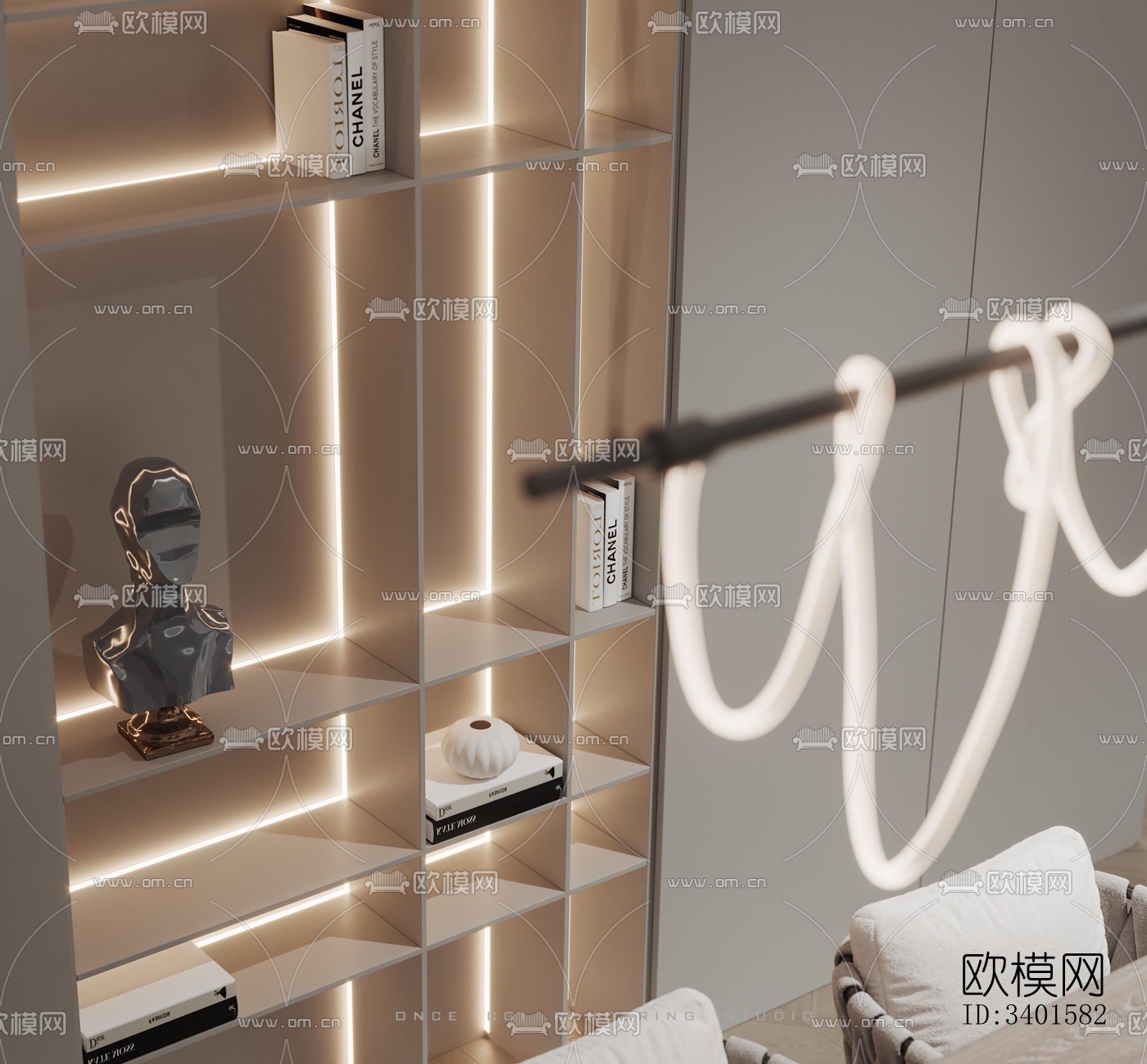 现代大平层效果图下载（渲染图3）