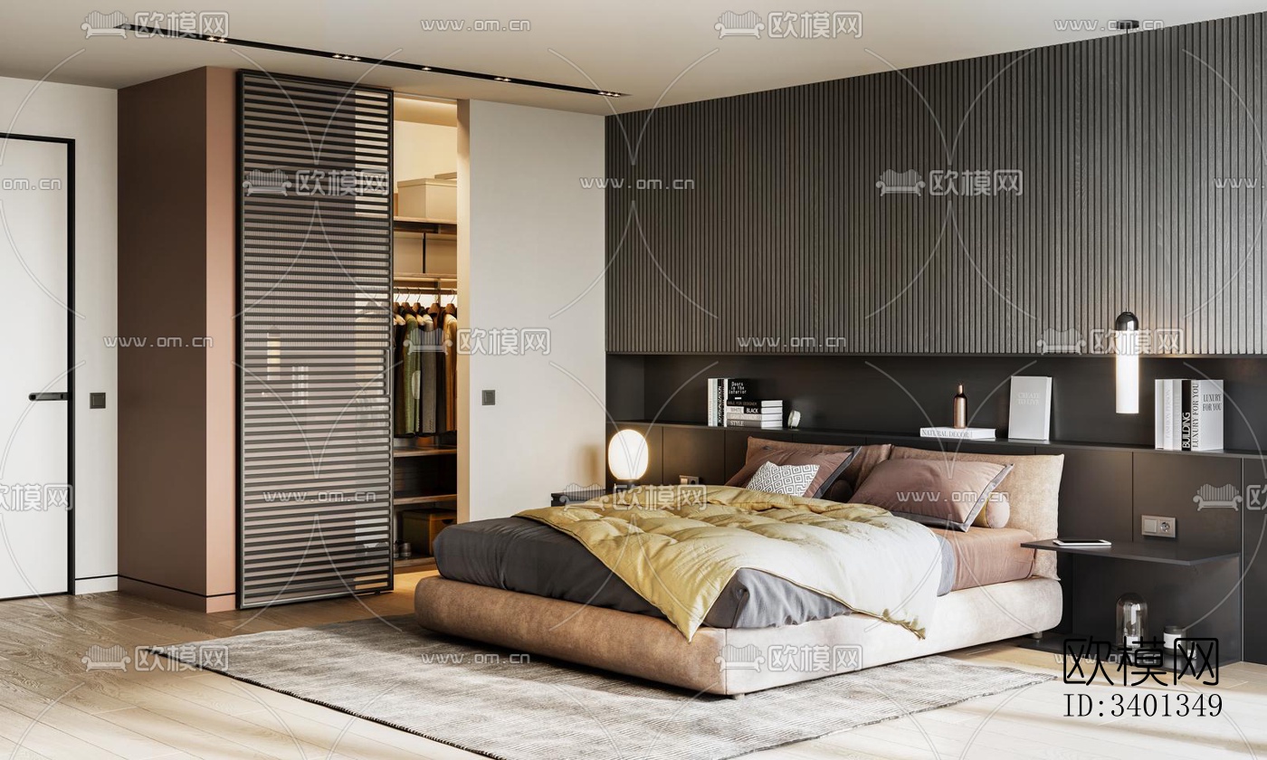 现代大平层效果图下载（渲染图3）