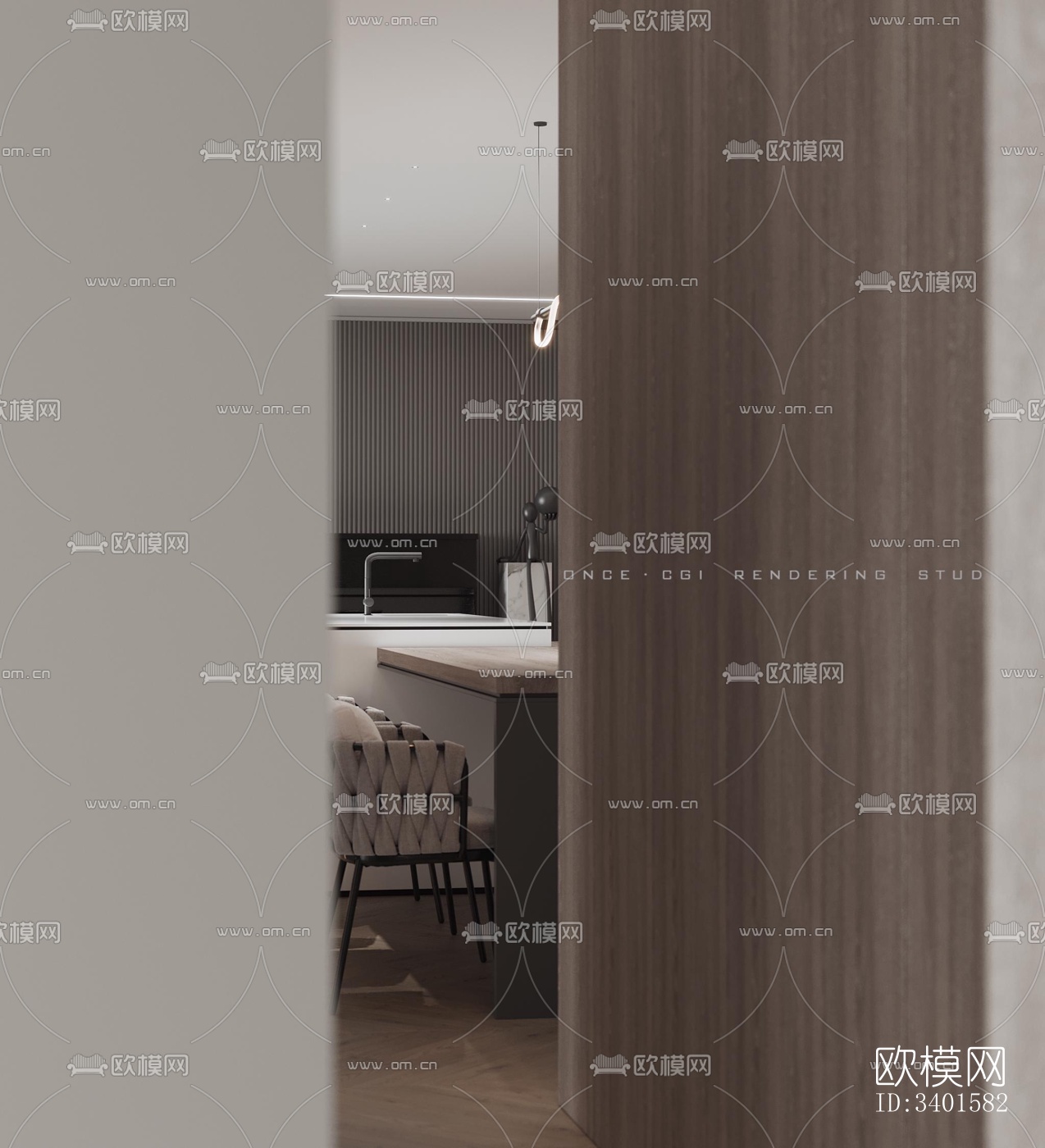 现代大平层效果图下载（渲染图6）