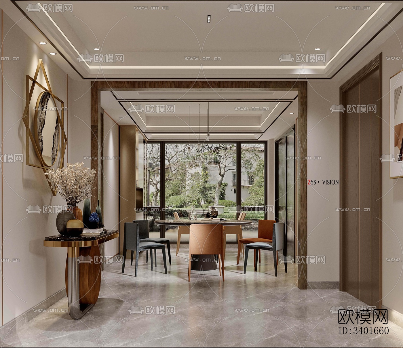 现代大平层效果图下载（渲染图9）