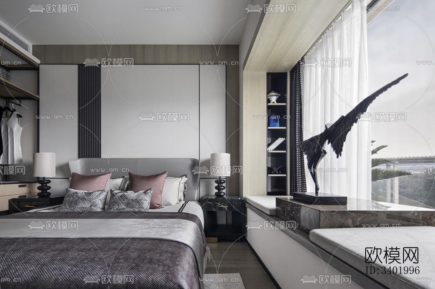 现代大平层效果图下载（渲染图5）