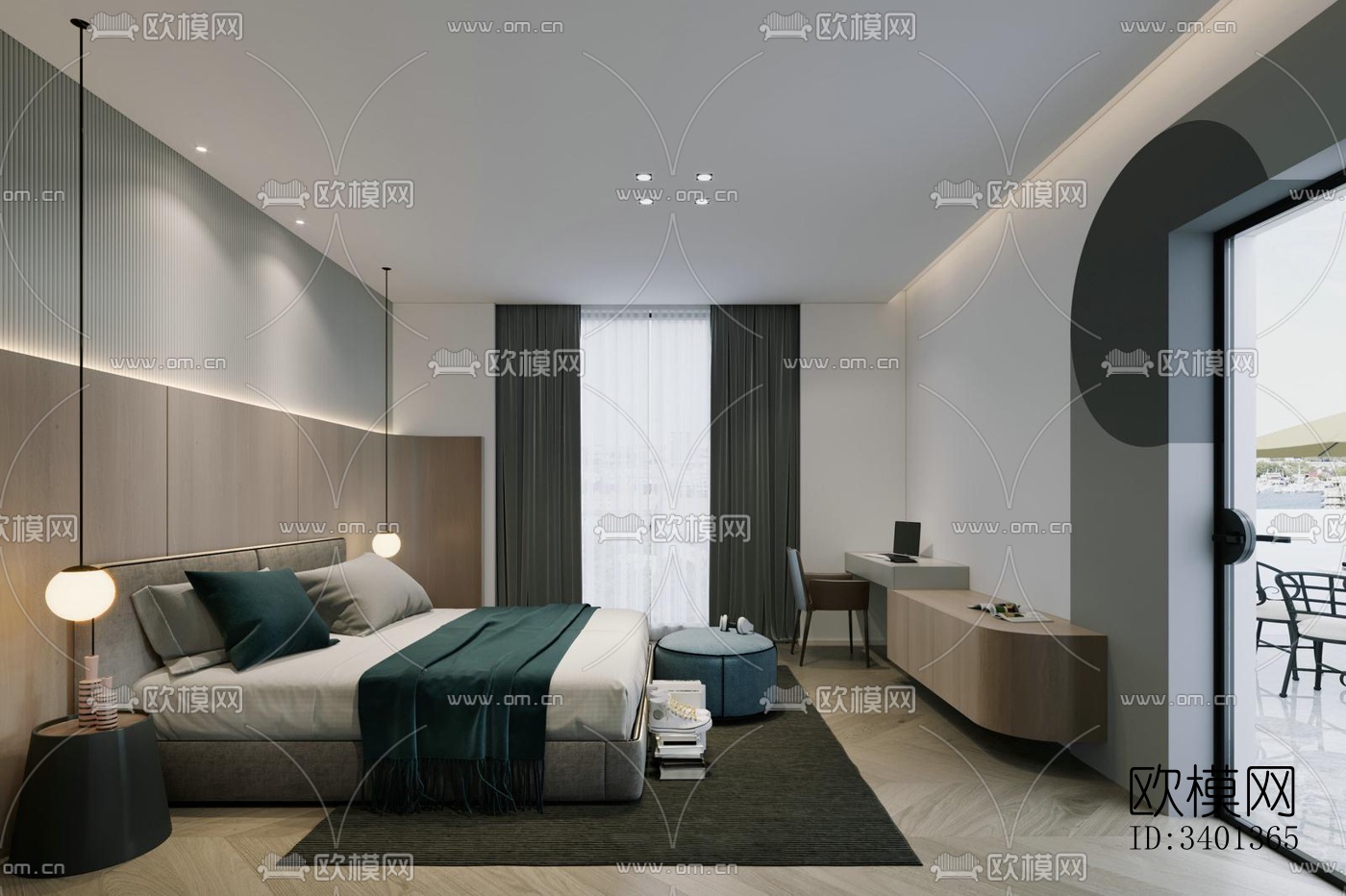 现代大平层效果图下载（渲染图10）