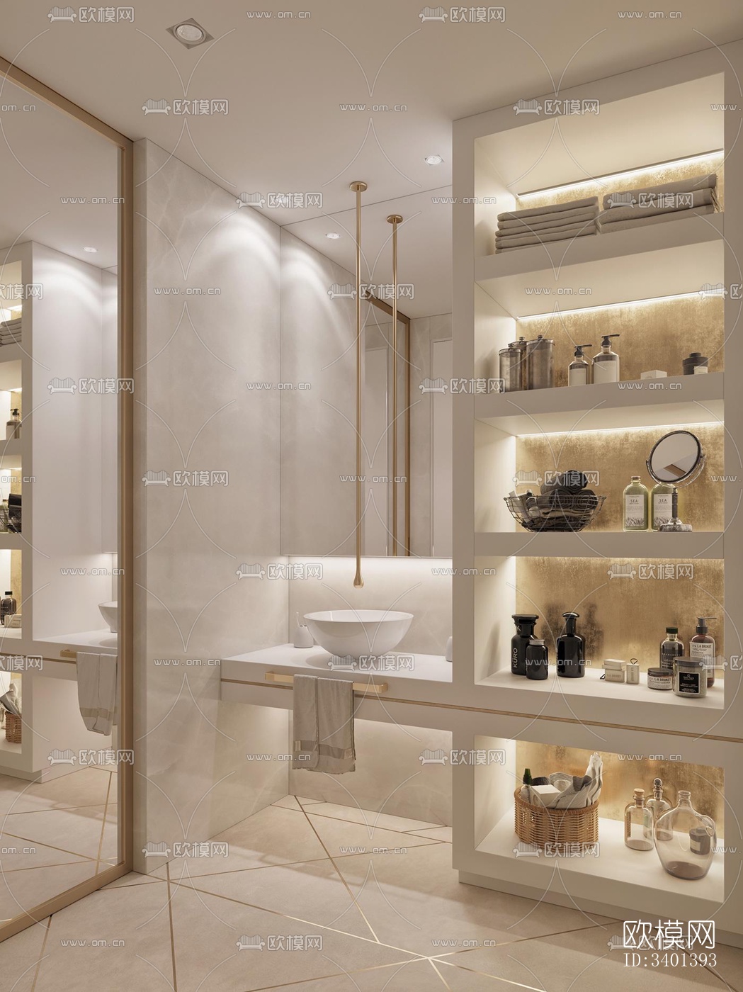 现代大平层效果图下载（渲染图2）