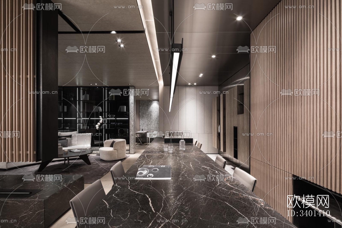 现代大平层效果图下载（渲染图4）