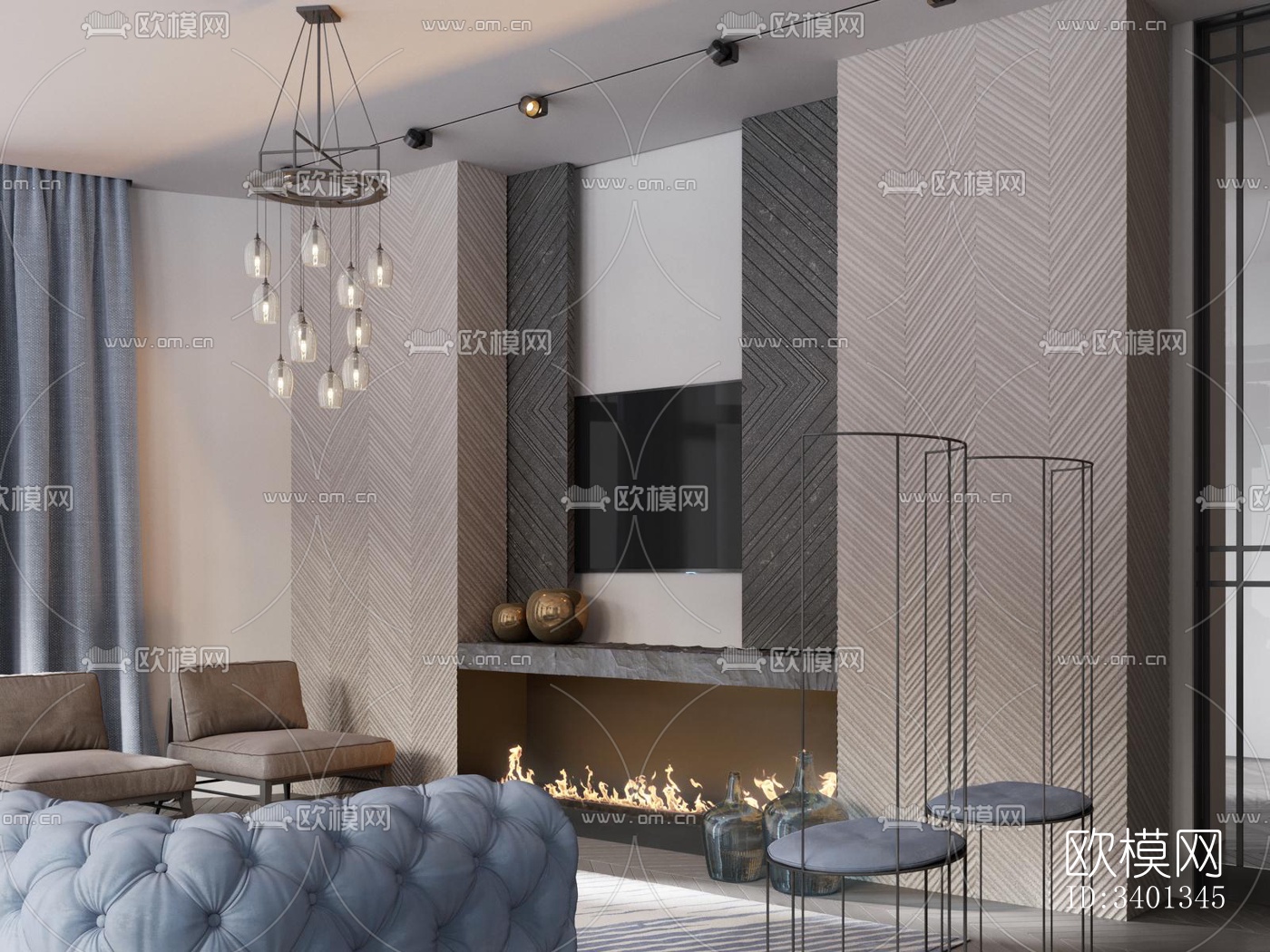 现代大平层效果图下载（渲染图16）