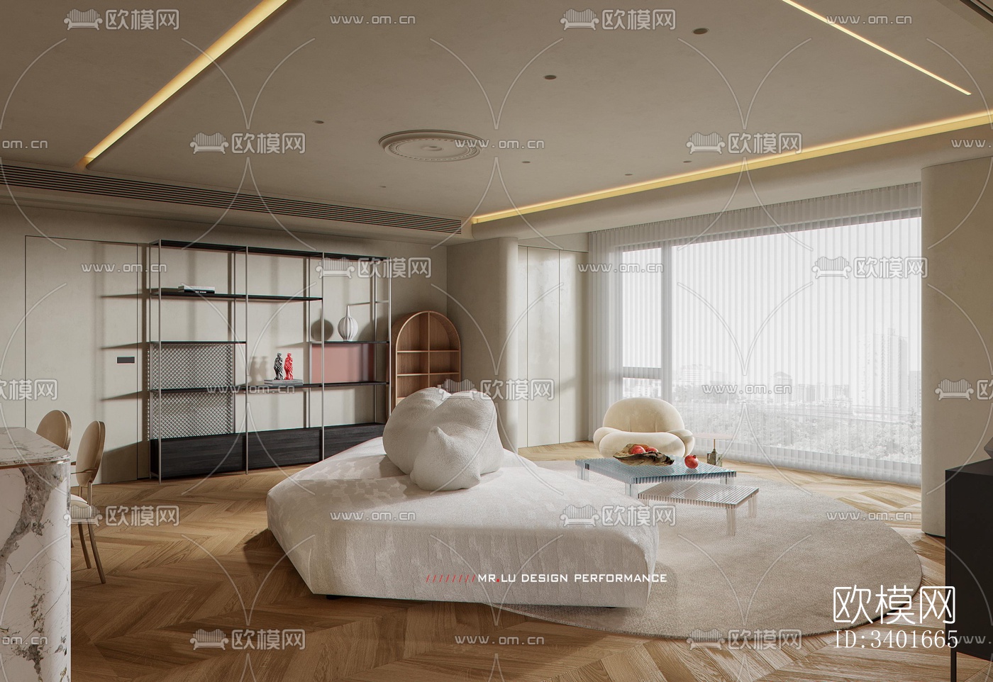 现代大平层效果图下载（渲染图13）