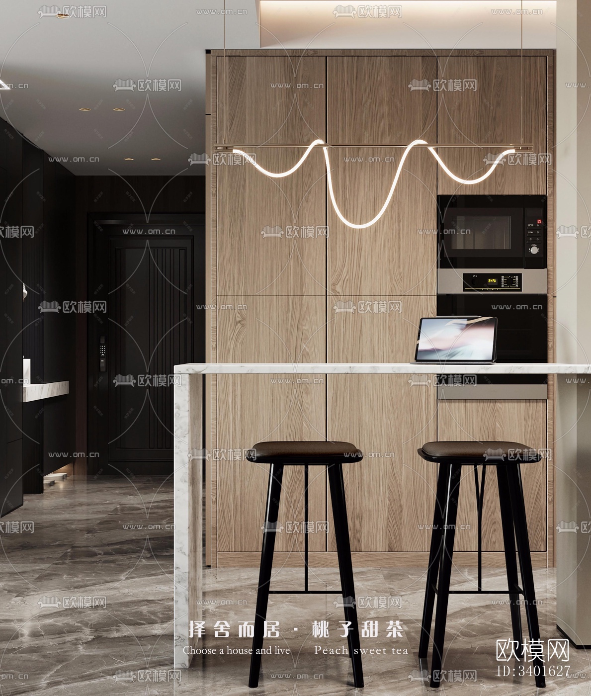 现代大平层效果图下载（渲染图8）