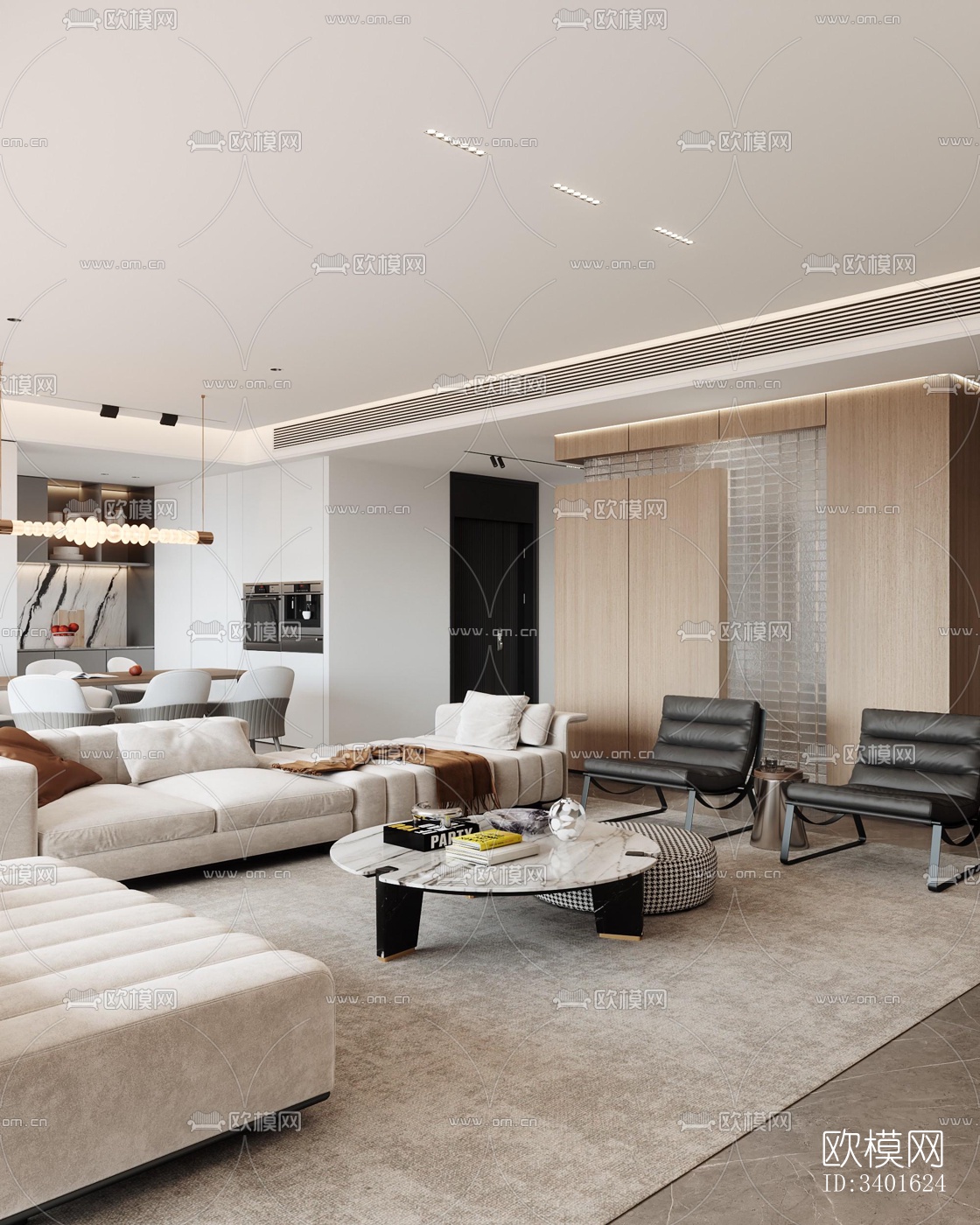 现代大平层效果图下载（渲染图11）