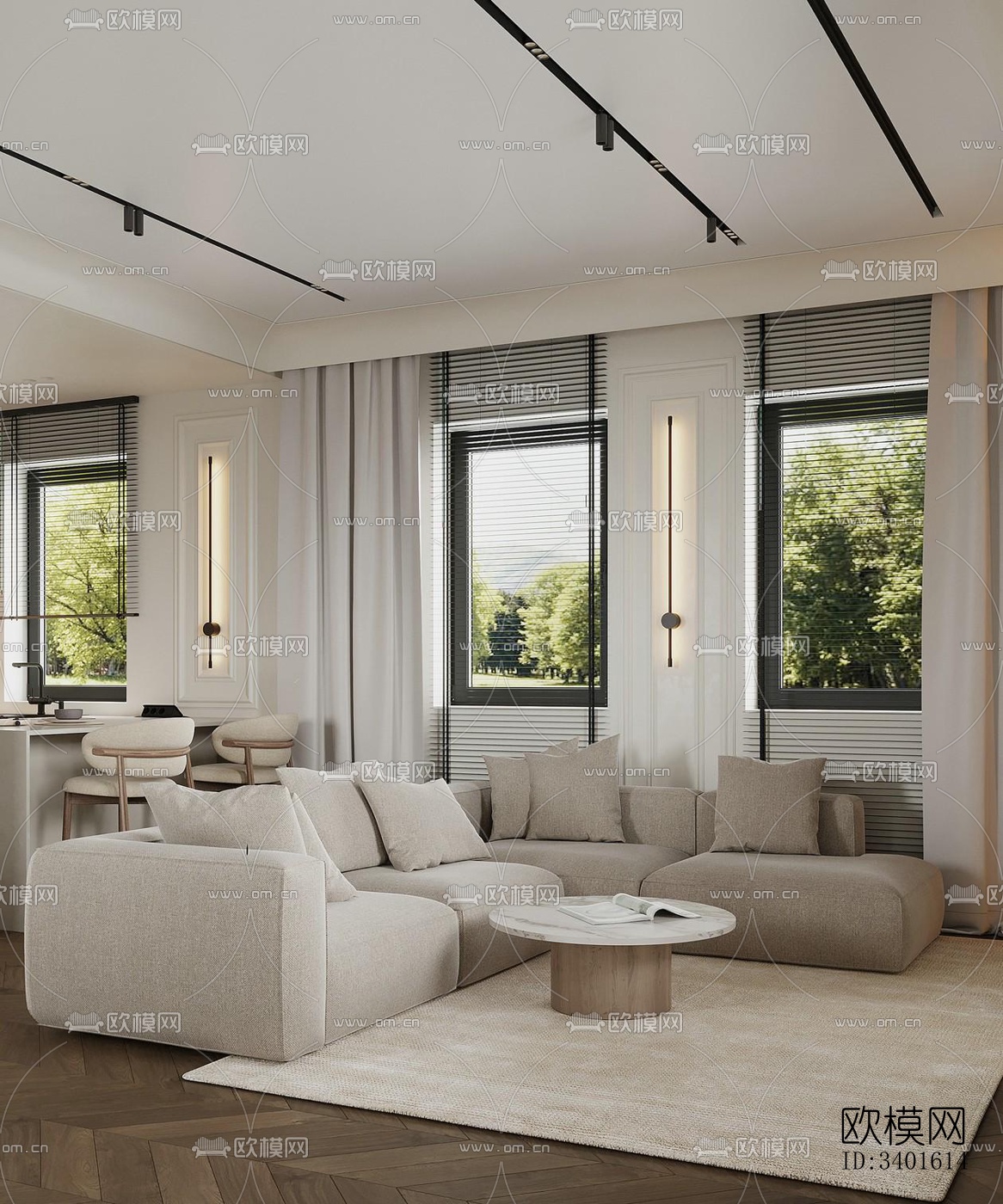 现代大平层效果图下载（渲染图15）