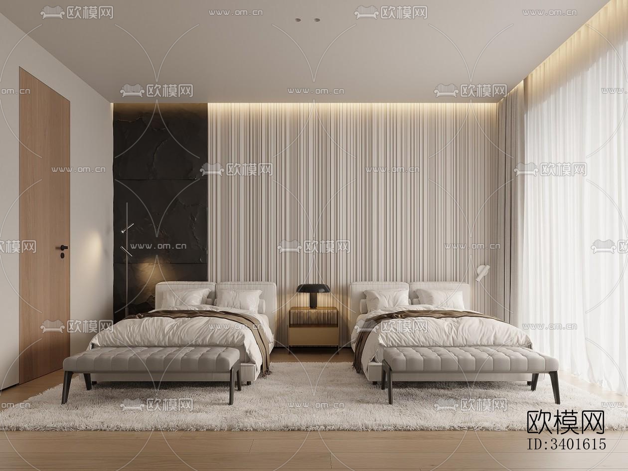 现代大平层效果图下载（渲染图4）