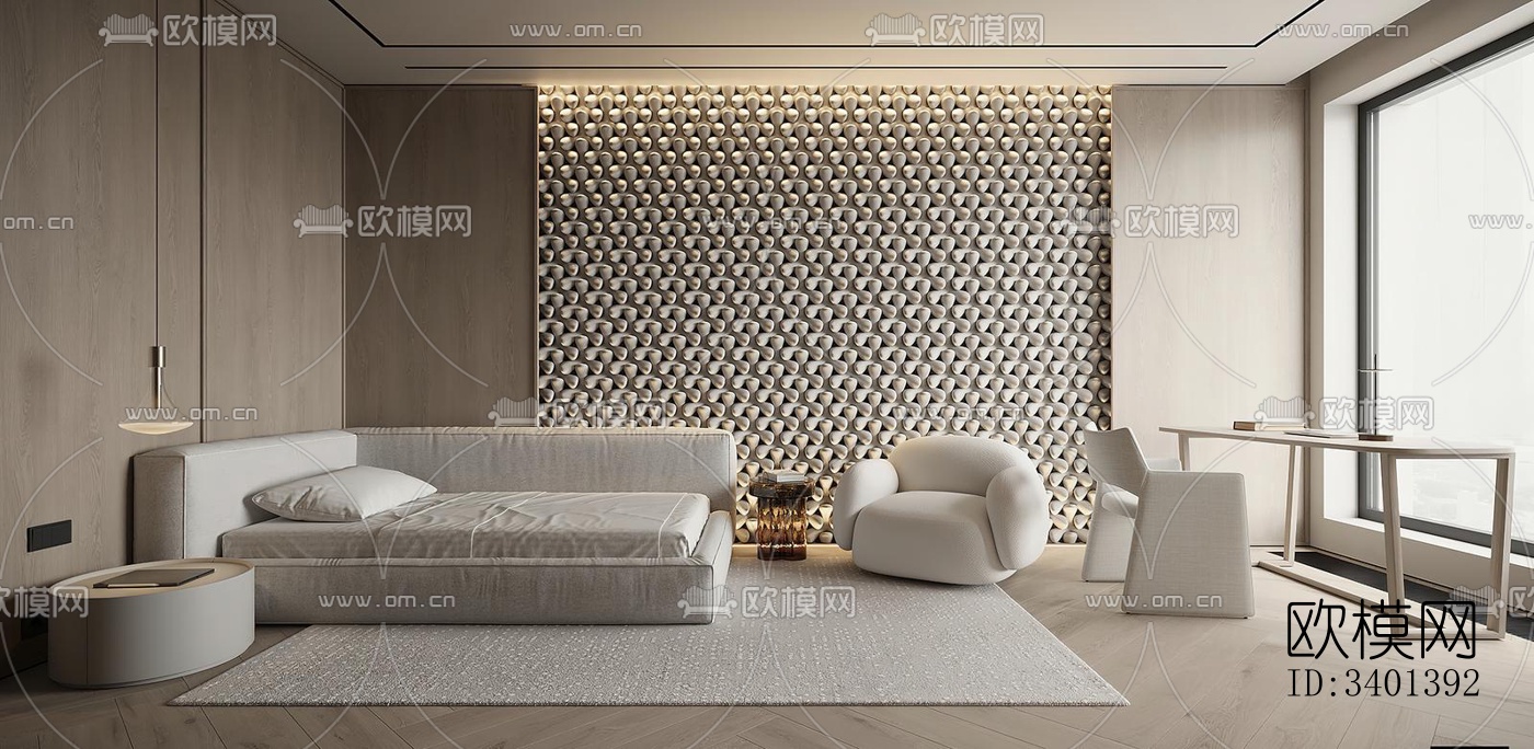 现代大平层效果图下载（渲染图6）