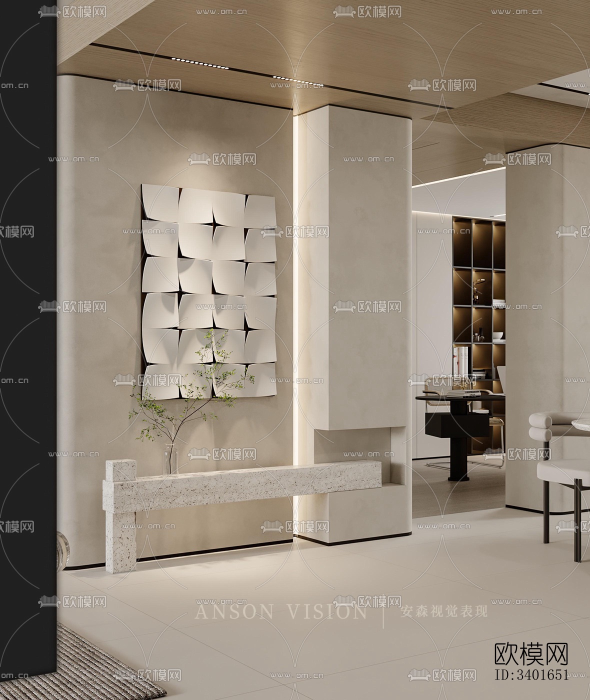 现代大平层效果图下载（渲染图17）