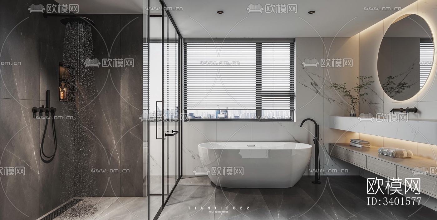 现代大平层效果图下载（渲染图7）