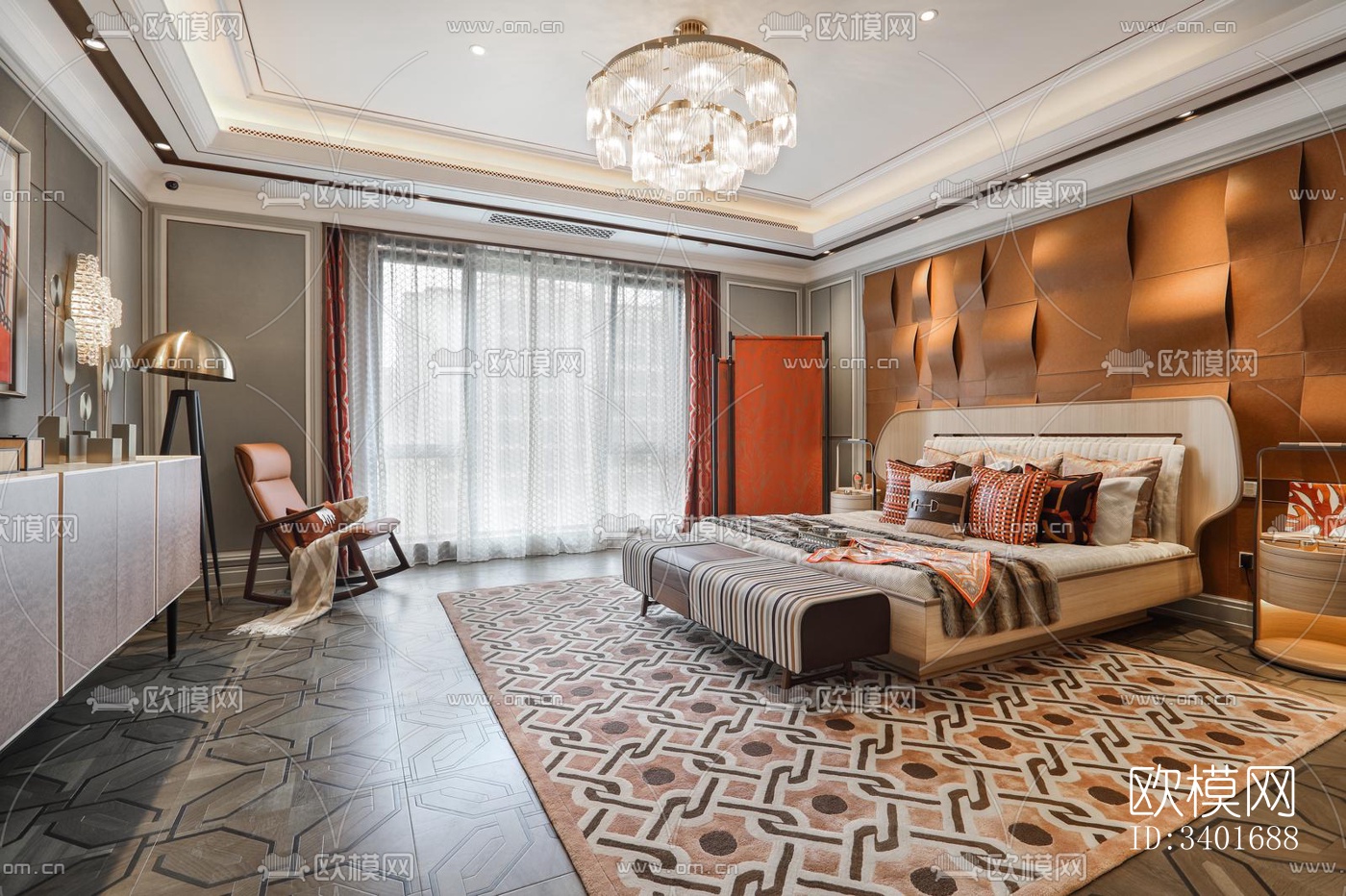 现代大平层效果图下载（渲染图12）