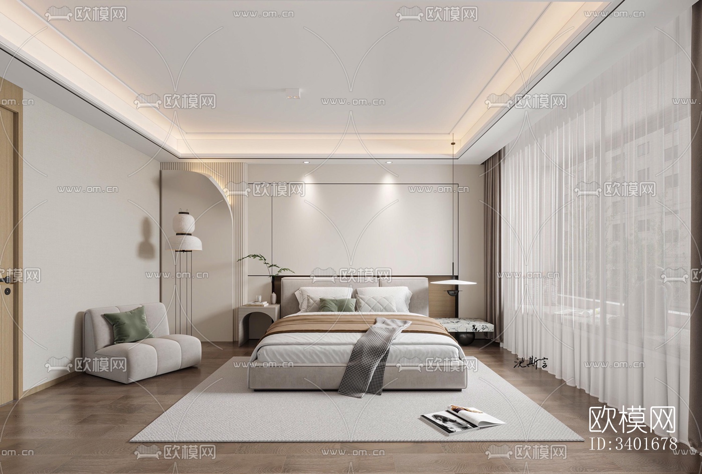 现代大平层效果图下载（渲染图8）