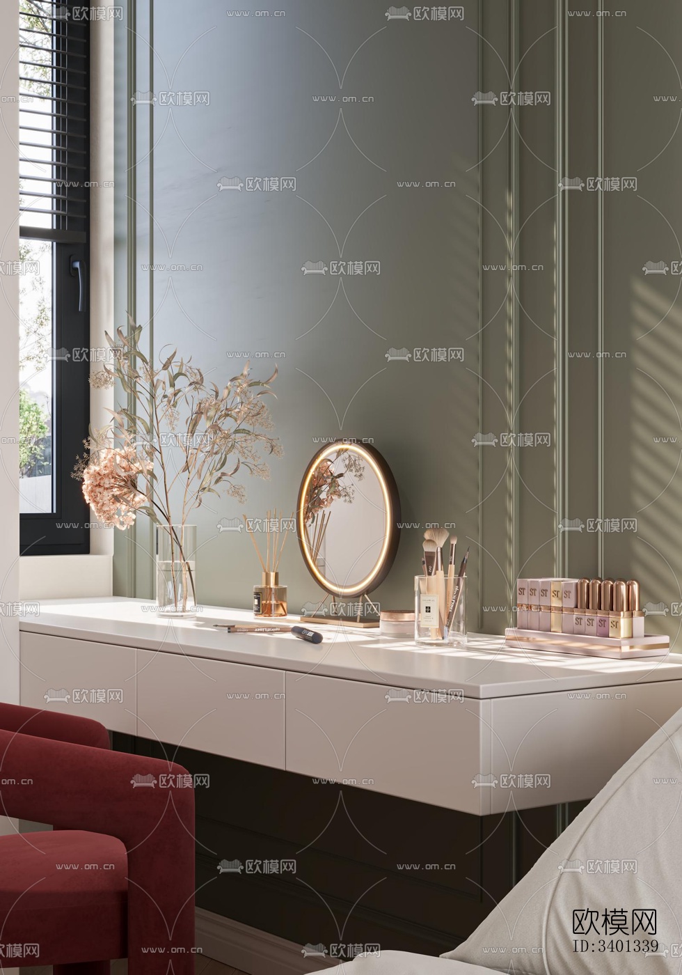 现代大平层效果图下载（渲染图1）