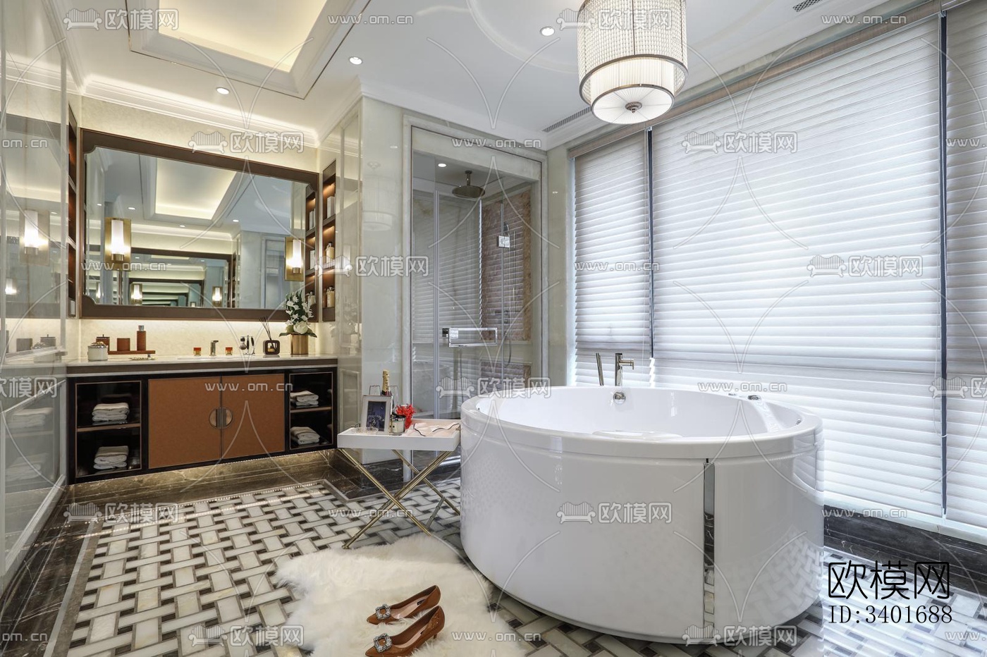 现代大平层效果图下载（渲染图1）