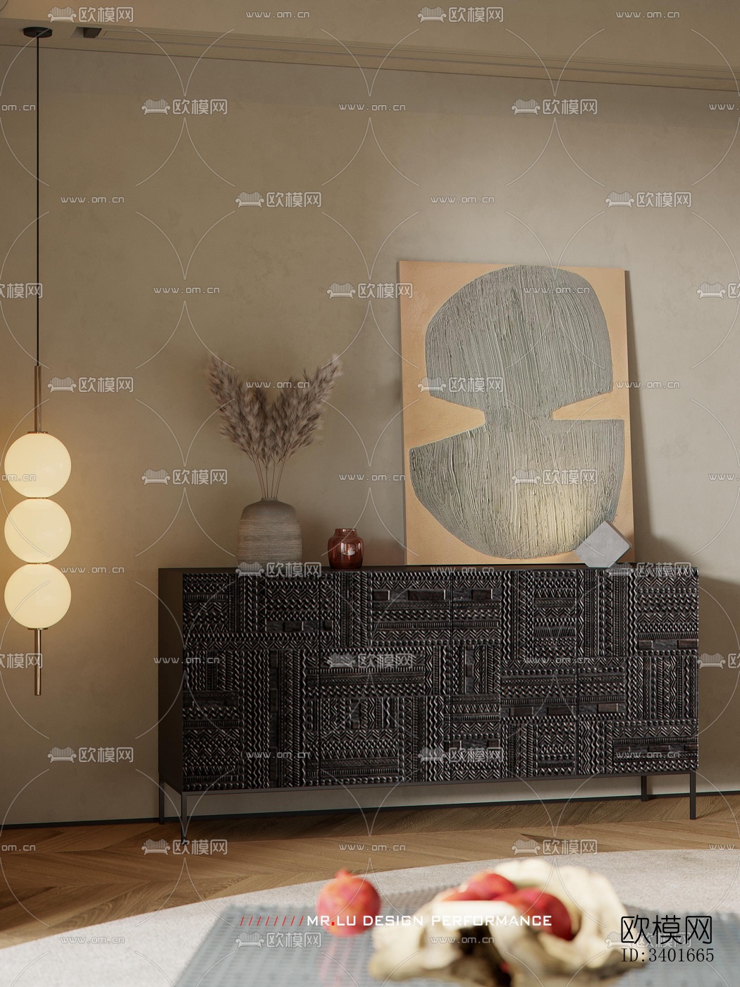 现代大平层效果图下载（渲染图2）