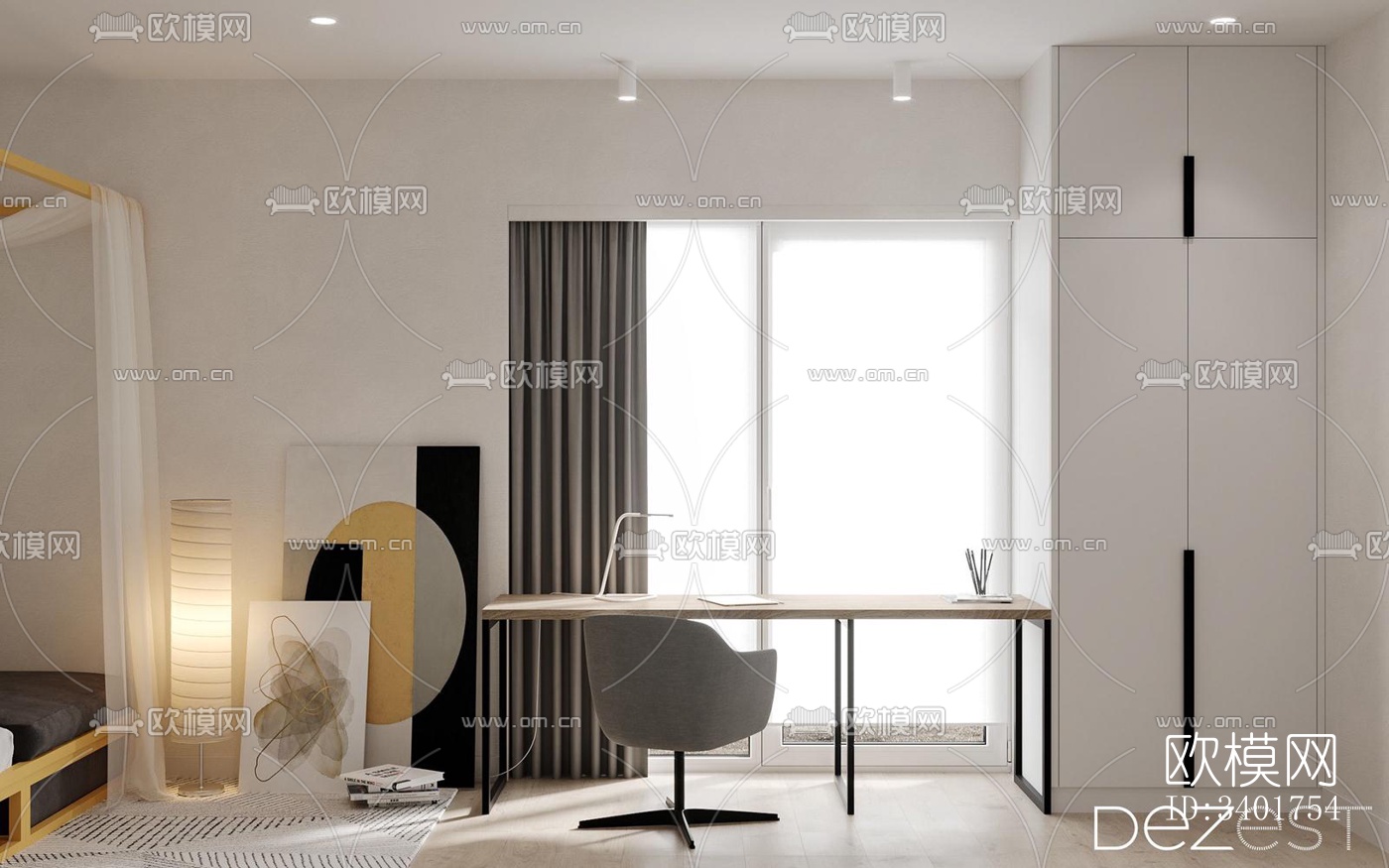 现代大平层效果图下载（渲染图7）